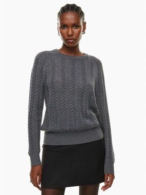 WILFRED Aritzia Arbor Grey Pointelle Knit Crewneck Sweater